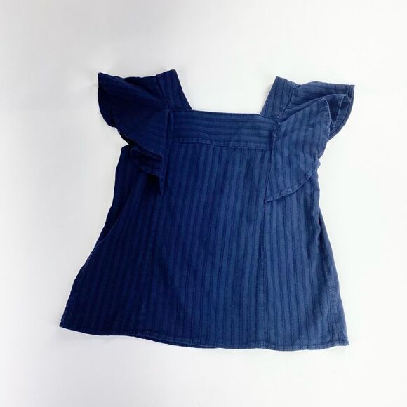 Ray beams cotton ruffle sleeve navy tank S - Picture 2 of 9